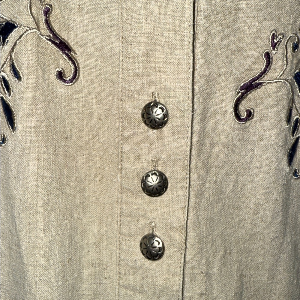 Vintage Wrangler Women's Tan  Embroidered long sleeve western shirt - Picture 3 of 6